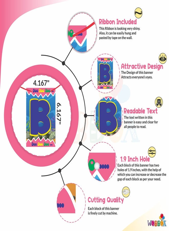 ووبوكس لافتة عيد ميلاد سعيد من وووبوكس، بتصميم بيبي شارك، خلفية زرقاء وخط متعدد الألوان، عنصر زينة لحفلات أعياد الميلاد، عناصر زينة الحفلات - Image 3